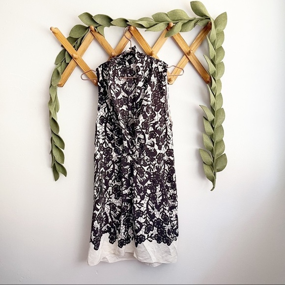 Wilfred Silk Black and Cream Lace Print Dress - Picture 1 of 6